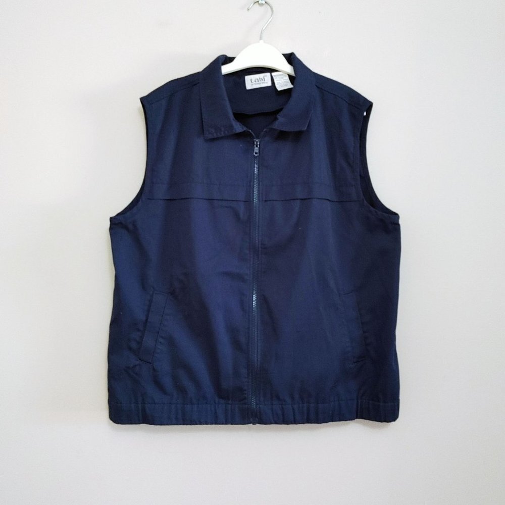 Vintage Tabi Sleeveless Full Zip Vest Womens Size XL Blue Polyester Blend